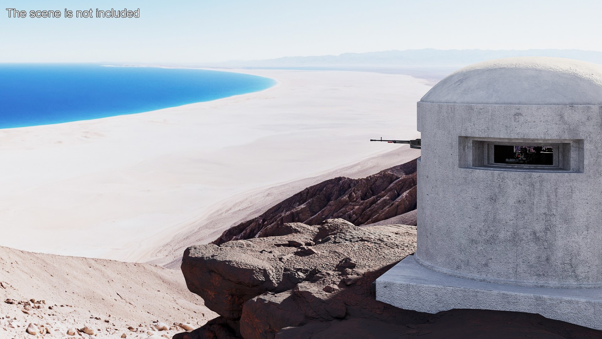 Concrete Turret Bunker with Heavy Machine Gun 3D model preview