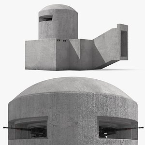 Concrete Turret Bunker with Heavy Machine Gun