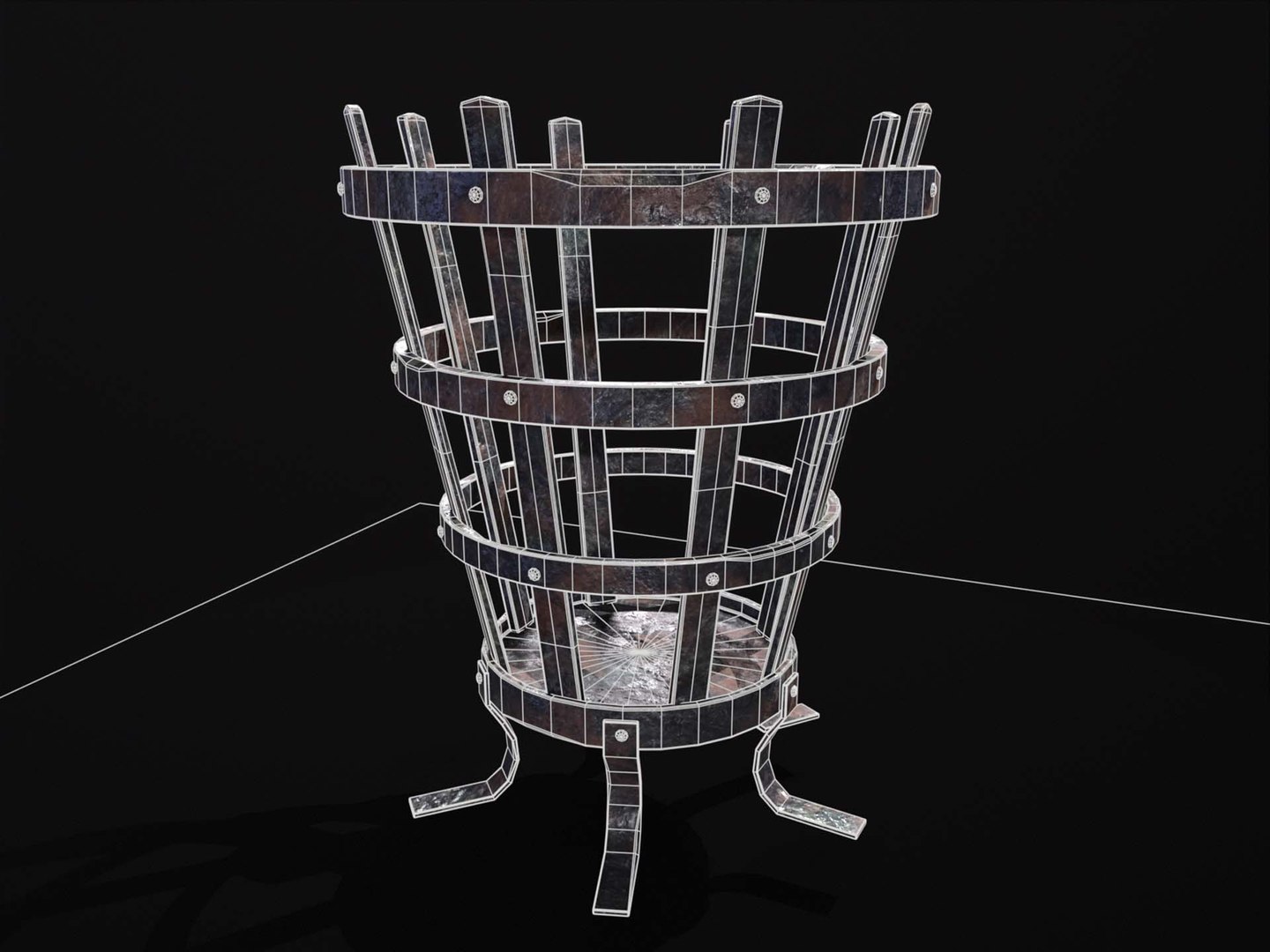 3D Old Metal Medieval Rounded Tiered Fire Pit model - TurboSquid 2118471
