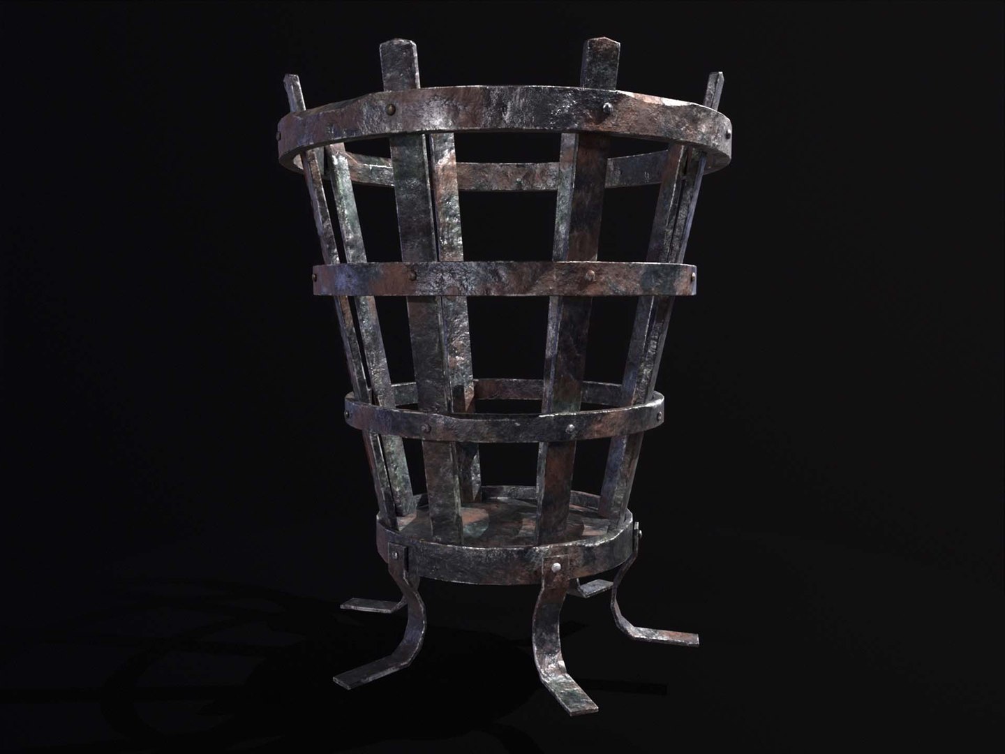 3D Old Metal Medieval Rounded Tiered Fire Pit model - TurboSquid 2118471