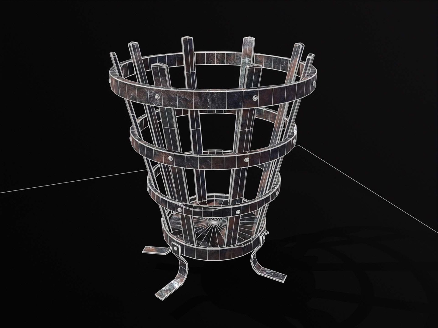 3D Old Metal Medieval Rounded Tiered Fire Pit model - TurboSquid 2118471