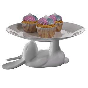 3D model Plate rabbit with cakes