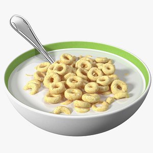Oats Cereals Rings Breakfast with Milk model
