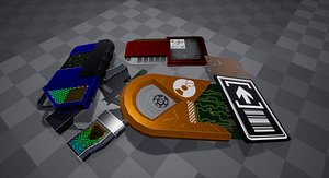 3D model pack sci-fi keycards