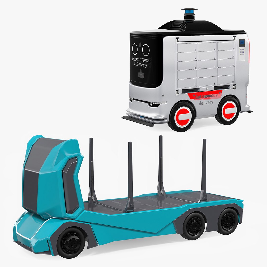 Autonomous Electric Robo Trucks Collection 3D model preview