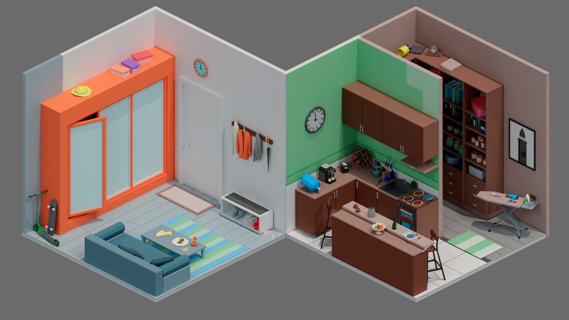 3D low poly interior 1Low poly 28 room - TurboSquid 1893121