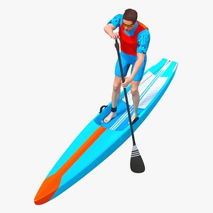 3D Male Sup Racer Animated HQ Standard License model