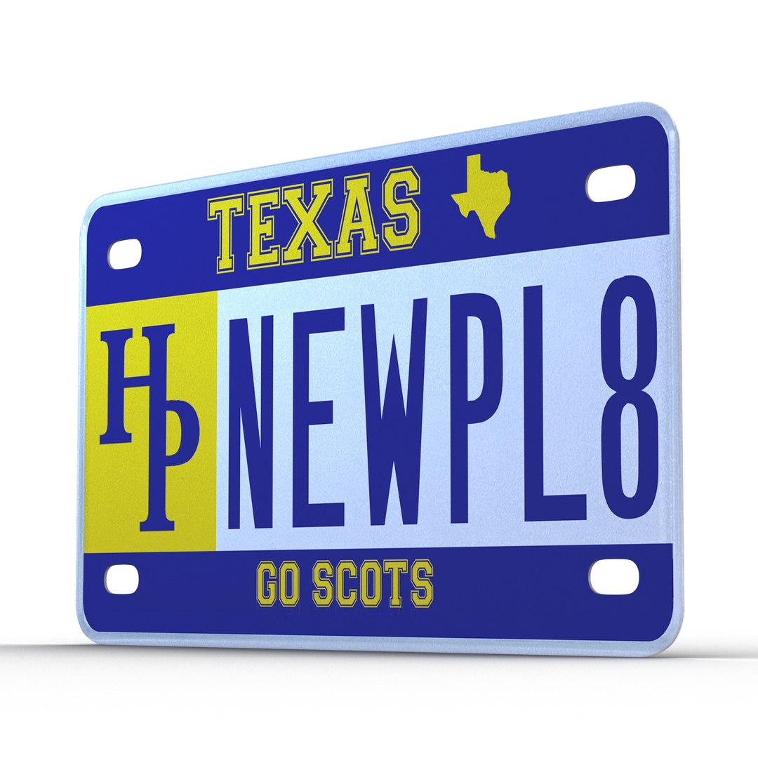 Texas License Plate 3D Model 3D model preview