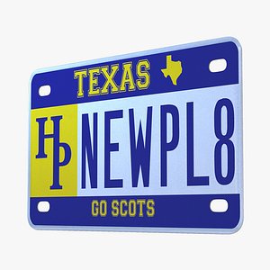 Texas License Plate 3D Model