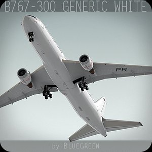 767-300 generic white plane 3d model