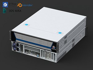 3D 2U Rack Server 3D Model Rackmount Data Center Host