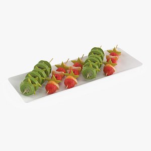 3D Plate with Fruit on Sticks