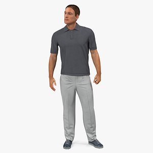 man casual wear fur 3D