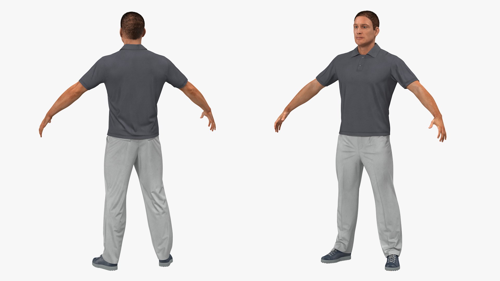 Man in Casual Wear with Fur Rigged 3D model preview