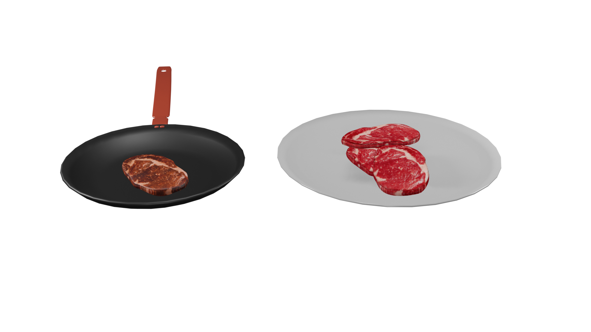 3D Model Roast Beef And Raw Meet - TurboSquid 2170364