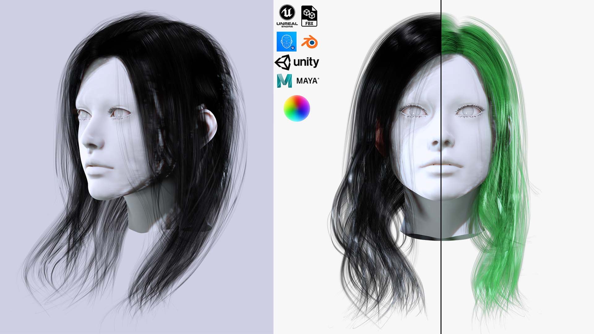 3D model hair 18Female Naturel Wave Hair for game Low-poly - TurboSquid ...