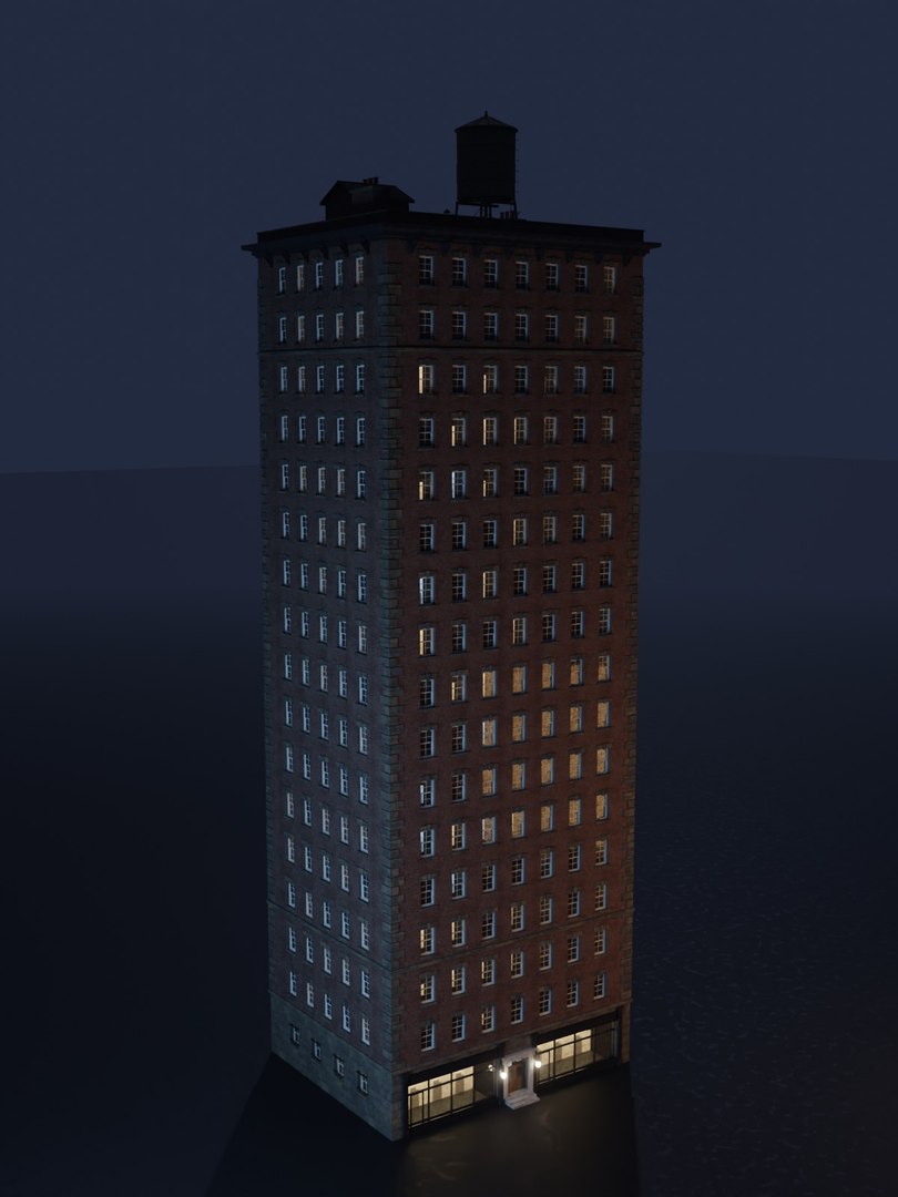Gothic Noir Brick Tower - 1920s 17 Storey Brick High Rise With Water ...