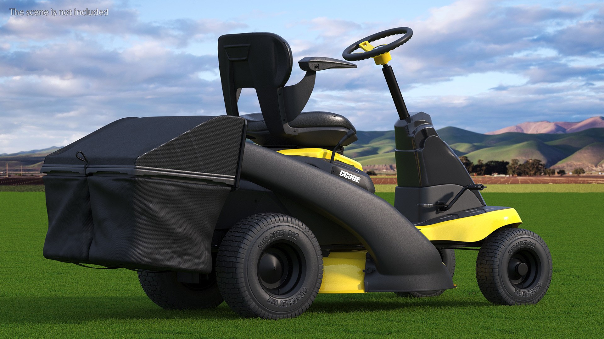 3D Electric Rider Lawn-Mower Cub Cadet With Grass Collection Bag Rigged ...