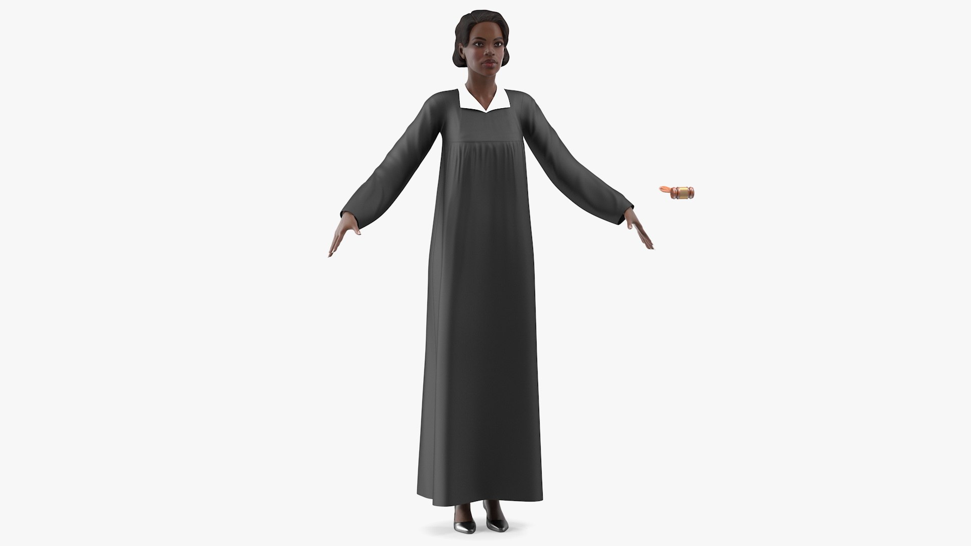 Dark Skin Judge Woman Neutral Pose 3D model preview