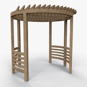 PBR Wooden Pergola Gazebo A6 3D model