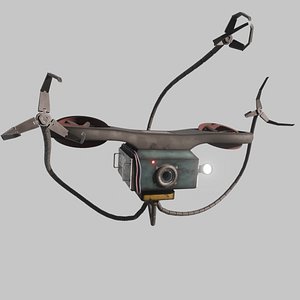 Sci-Fi Flying Bot with Propellers and Hooks Rigged PBR Model 3D model