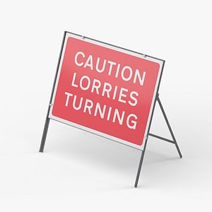 Caution Lorries Turning Rectangle Road Sign