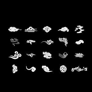 3D model Cartoon flat cloud 20pack collection Auspicious Clouds icon logo ui