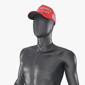 Male Mannequin Dark in MAGA Cap 3D model