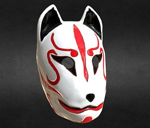Japanese Kitsune Fox Mask Low-poly 3D model 3D model