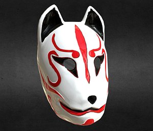 Japanese Kitsune Fox Mask Low-poly 3D model