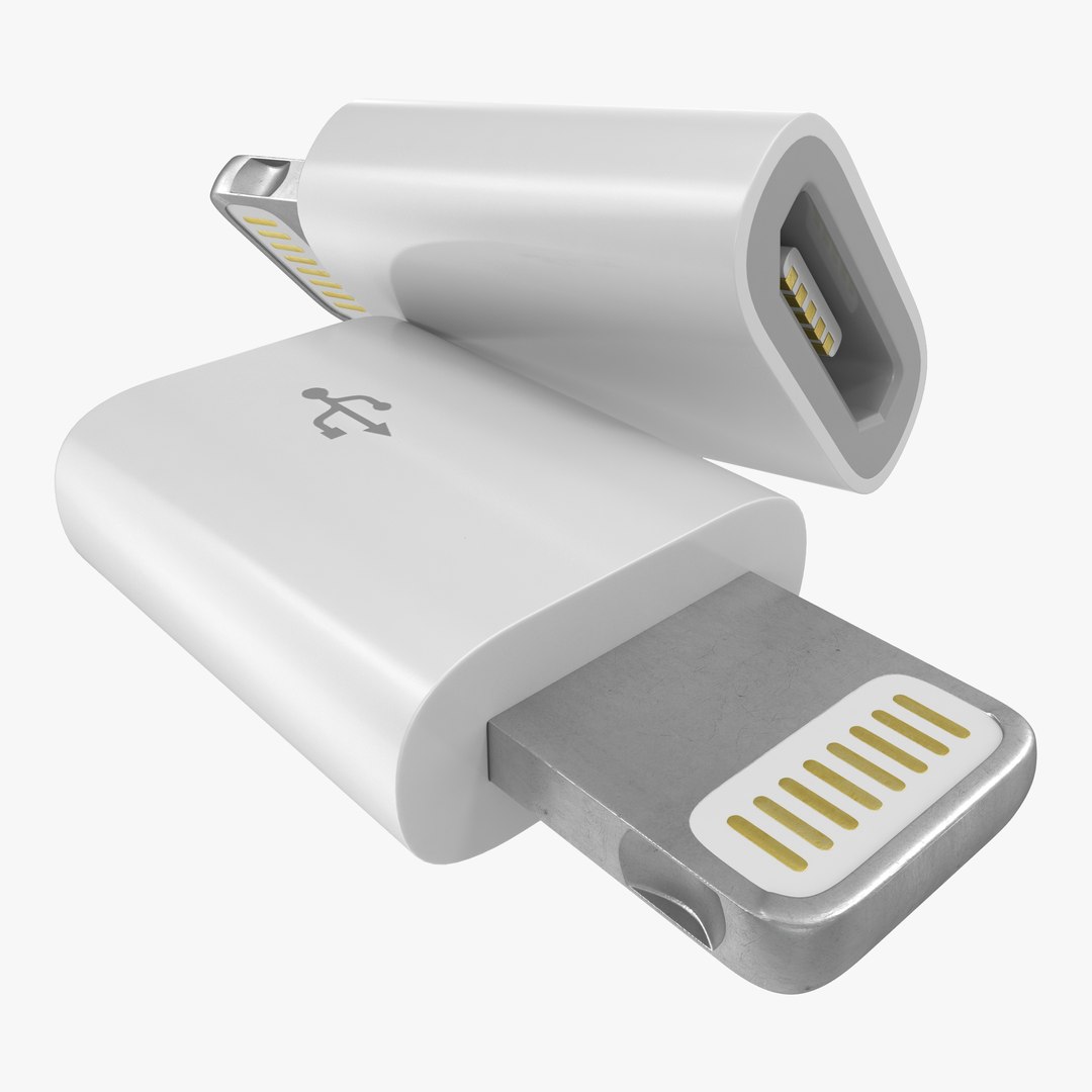 Lightning to Micro USB Adapter 3D model preview
