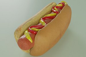 3D Hot dog with sauce model