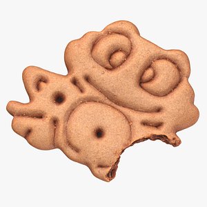 Cocoa Frog Cookie 01 Bitten 3D model