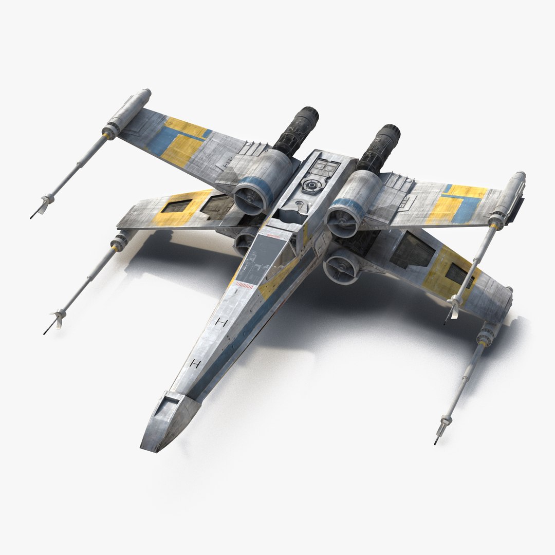 Star Wars X-Wing Starfighter Rigged Blue 3D model preview