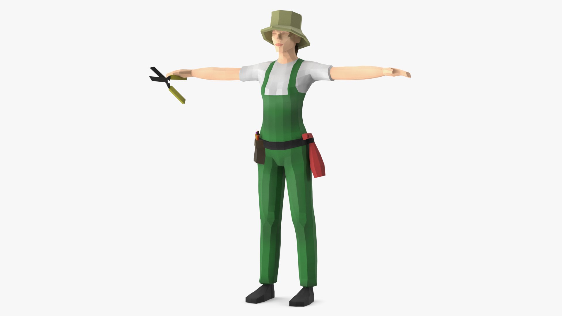 Gardener Low Poly Rigged 3D model preview