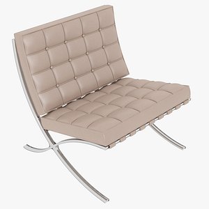 3D Knoll Beige Leather Barcelona Chair model