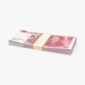 100-yuan-note---stack 3D model