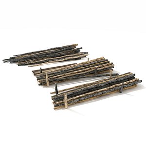 3d pile wood set model