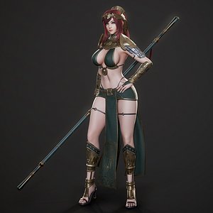 3D Pyramid Female Knight - Game ready