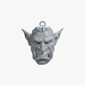 Troll Head Keychain Rugged Fantasy Creature 3D STL File Printable Monster Charm 3D model