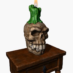 Stylised Skull with Candle on a side table