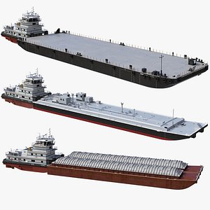 Pushboat with Barges Set model