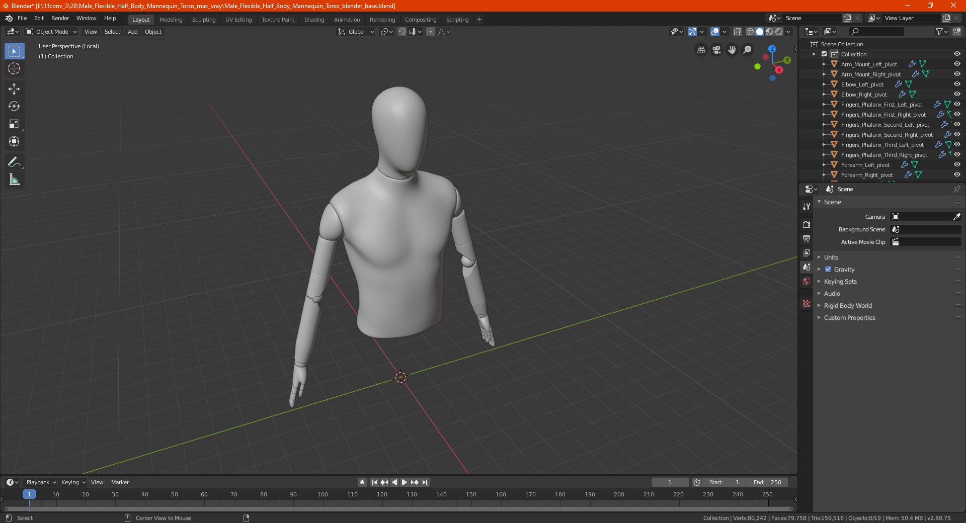 3D Male Flexible Half Body Mannequin Torso - TurboSquid 1855705