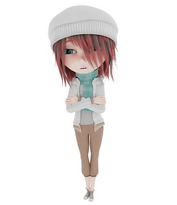 3D snow character girl