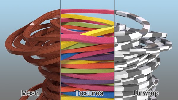3D stack colorful rubber bands - TurboSquid 1589132