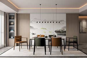 New Chinese Style Dining Room 3D model