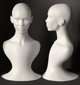 3D Woman bust realistic head 3D print model