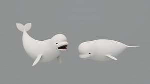 Rigged Cartoon Beluga Whale 3D model