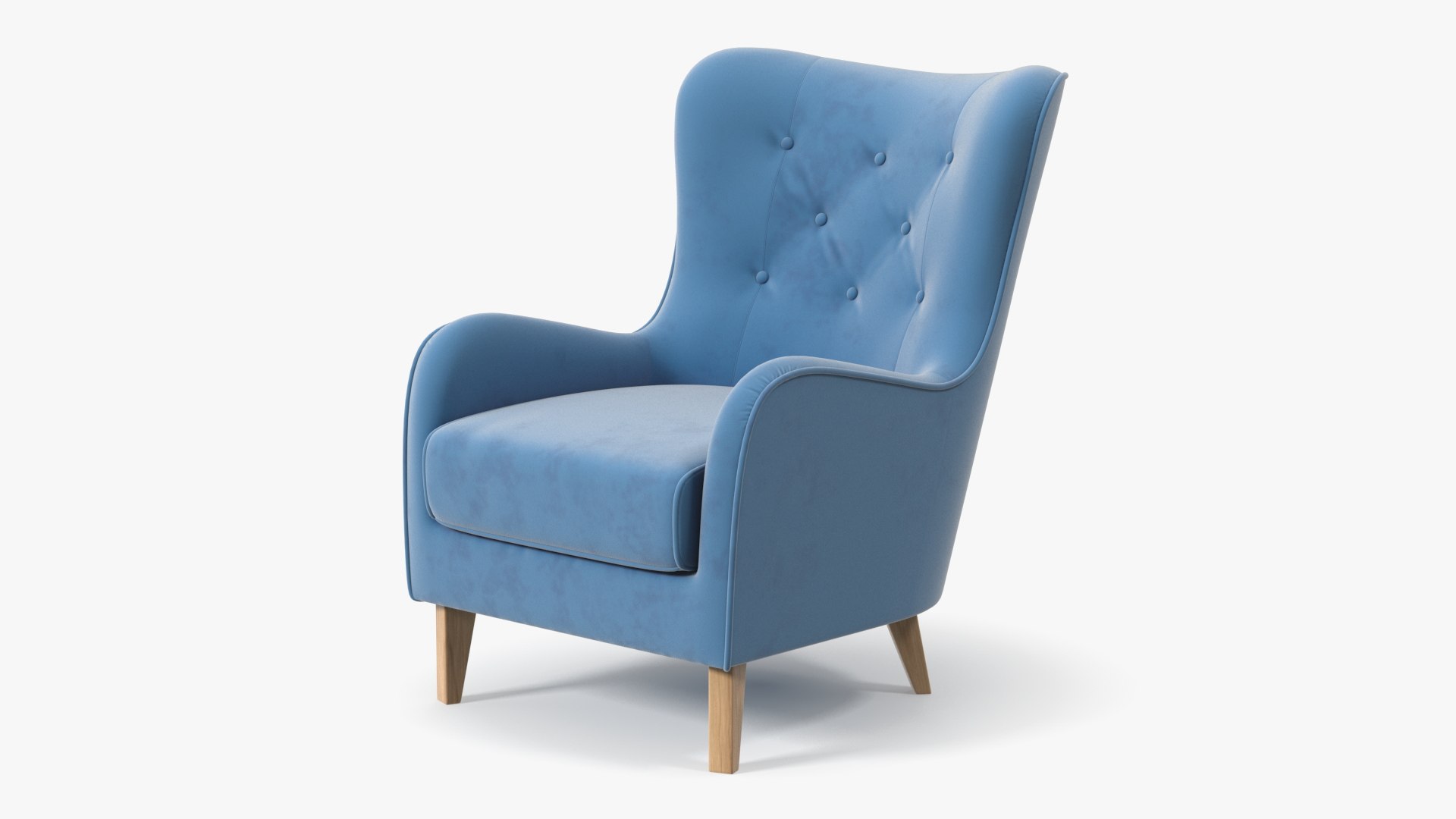 Blue Designer Upholstered Armchair 3D model preview