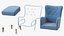 Sillón tapizado de diseño azul
